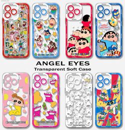 Mobiele Telefoon Gevallen Anime Kleurpotloden Shin-chans Grappige Telefoon Case Voor Samsung S24 S23 S22 S21 S20 S10 FE Note20 plus Ultra Lite 5G Clear Soft TPU CoverY240325