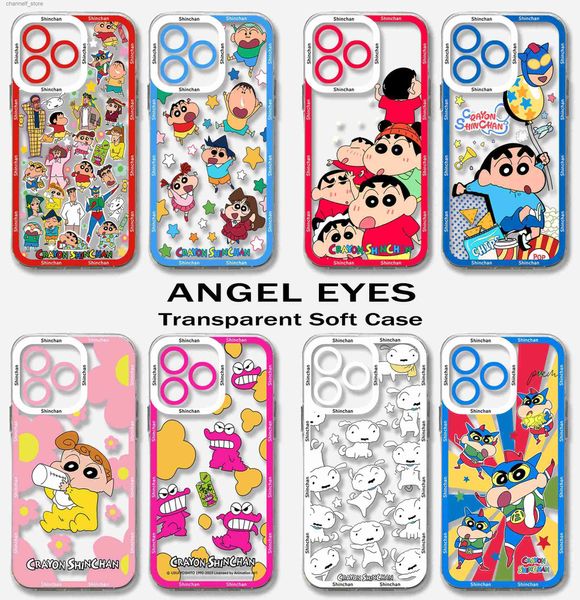 Étuis de téléphone portable Anime Crayons Shin-chans Coque de téléphone drôle pour Samsung S24 S23 S22 S21 S20 S10 FE Note20 Plus Ultra Lite 5G Clear Soft TPU CoverY240325