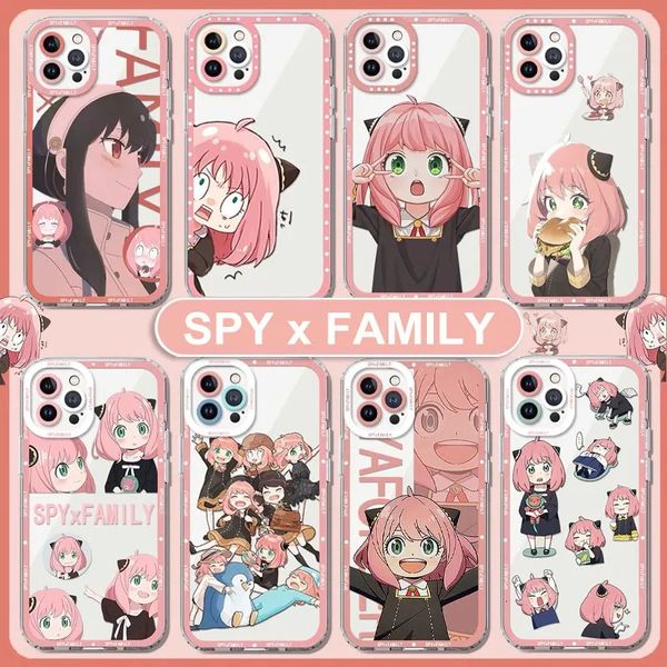 Caisses de téléphone portable Anime Spyfamily Anya Forger Clear pour iPhone 14 15 11 12 13 Pro Max Mini XS XR SE 8 Plus Transparent Soft Fundas 231010