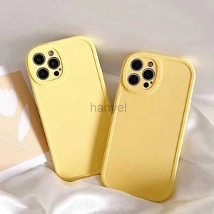 Mobiele telefoon hoesjes Anti-val geel vloeibaar siliconen hoesje voor iPhone 13 14 12 11 Pro Max XR XS 7 8Plus Snoep Effen Kleur Schokbestendig Achterkant 2442