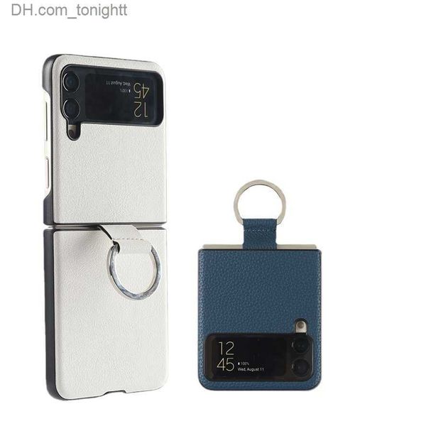 Cajas para teléfonos celulares Aplicable a Samsung Galaxy Z Flip3 funda para teléfono móvil f7110 funda protectora zflip3 plástico duro tipo anillo cubierta protectora Q230915