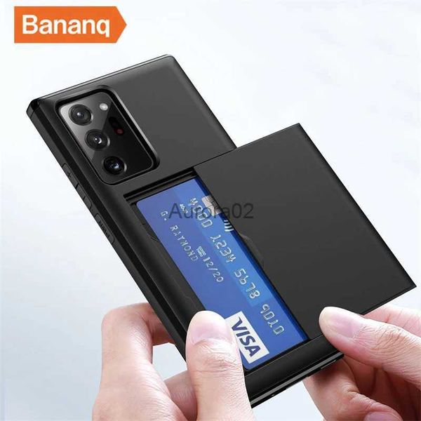 Cajas de teléfonos celulares Bananq Slide Card Slot Funda para Samsung S24 S23 S22 S21 S20 Ultra Plus FE Funda de bolsa a prueba de golpes Note 20 10 yq240330