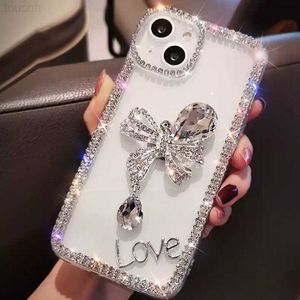 Cas de téléphone portable Bling Diamond Pearl Bow Phone Case Pour Samsung Galaxy S23 S22 S21 S20 Plus + Ultra FE S9 S8 S10 Lite Note 10 20 Pro 8 9 Couverture L230731