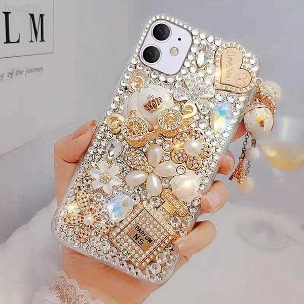 Étuis de téléphone cellulaire Bling Diamond Pumpkin Car Soft Phone Case Pour iphone 14 X XR XS 11 13 Pro Max 12 Pro 7Plus 8Plus 5 6 s 7 8 Plus SE 2020 + Couverture L230731