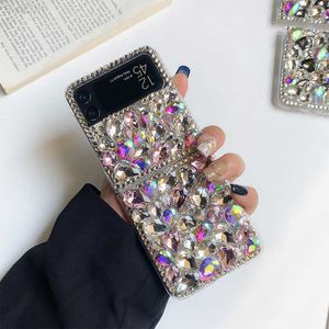 Cas de téléphone portable Bling Glitter Diamond Phone Case pour Samsung Galaxy Z Flip 3 Zfold2 ZFold3 Zfold4 5G Zflip4 Case Luxury Colorful Clear TPU Cover L230731