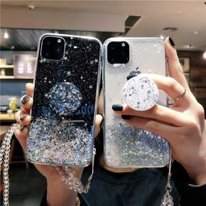 Mobiele Telefoon Gevallen Bling Glitter soft clean Case Voor iPhone 12 11 Pro Max XR X XS 6s 7 8 Plus Standhouder Socket cover voor samsung S8 S9 S10 S20 L230731