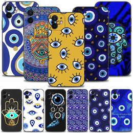 Mobiele Telefoon Gevallen Blauw Nazar Boncuu Boze Oog Telefoon Case Voor Apple iPhone 15 14 13 12 11 Pro Max XS Max XR X 7 8 Plus 13 12 Mini Cover ShellL2310/16