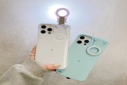 Mobiele telefoonhoesjes ingebouwde selfie -ring verlichten voor iPhone 13 12 11 Pro Max XS XR X SE LED Lumineuze zaklamp Back Cover9581990