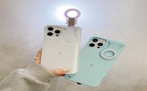 Cabeltelische cases ingebouwde selfie ring Light Up voor iPhone 13 12 11 Pro Max XS XR X SE LED Lumineuze zaklamp achteromslag4122548