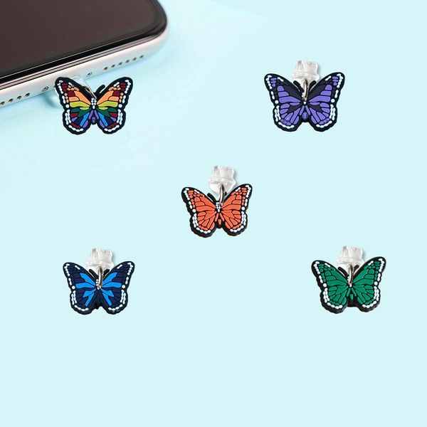 Cajas de teléfonos celulares Cartoon Butterfly Cartoon Enchufe de enchufe de polvo para teléfonos Android Anti-Phust Plugs Puerto de carga Tipo-C Cute Cap Otvzs anti-tope
