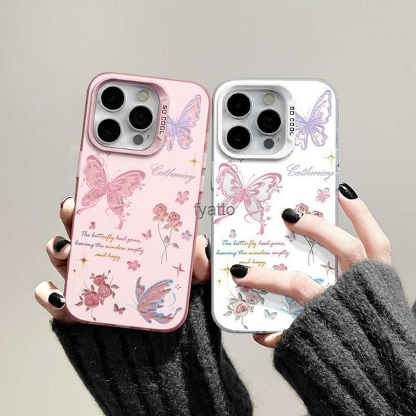 Cajas de teléfonos celulares Butterfly Rose Adecuado para 15 Case Promax Gran Holte Anti Drop 14Pro Fantasy Storm Instagram Trendy Brand H240419