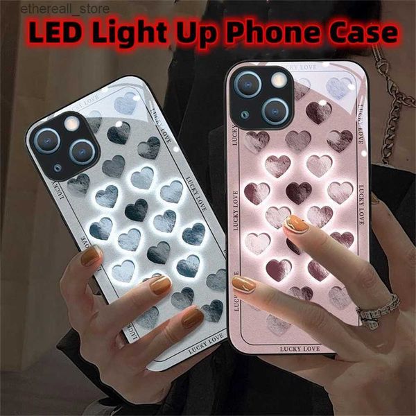 Cajas de teléfonos celulares Llamada Caja de teléfono brillante Protector Smart LED Mobile Back Shell Cover para iPhone 15 14 13 12 11 Pro Max Mini X Xs Xr SE2020 6 7 8 Q231021