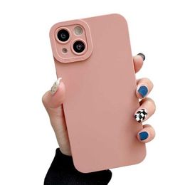 Cas de téléphone portable Cas de couverture de couleur bonbon pour iPhone 15 Pro Max 14 Plus 13 Mini 12 11 Objectif Caméra Silicone Caoutchouc Armure Mat Antichoc PBCA