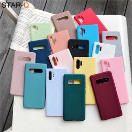 Étuis de téléphone portable Coque de téléphone en silicone couleur bonbon pour samsung galaxy note 10 9 8 s10 s10e s9 s8 s20 plus e galaxi mat souple tpu couverture arrière casL240110