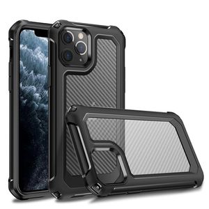 Cois de t￩l￩phone portable Case ￠ motifs en fibre de carbone Armure ￠ moiti￩ transparente COUVERTURE DU BACK ANTI-FALLE Shell de protection pour Apple iPhone 14 Plus Pro Max 13 12 11 XS x 7 8