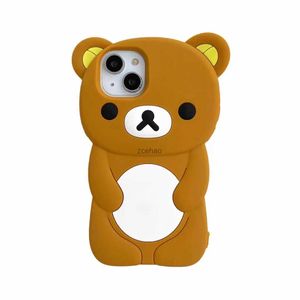 Mobiele telefoon gevallen cartoon dier beer schattig zacht siliconen hoesje voor iPhone 13 12 11 14 15 Pro Max XS XR X IPone 14Pro IPhone14 i15 beschermhoesL240105