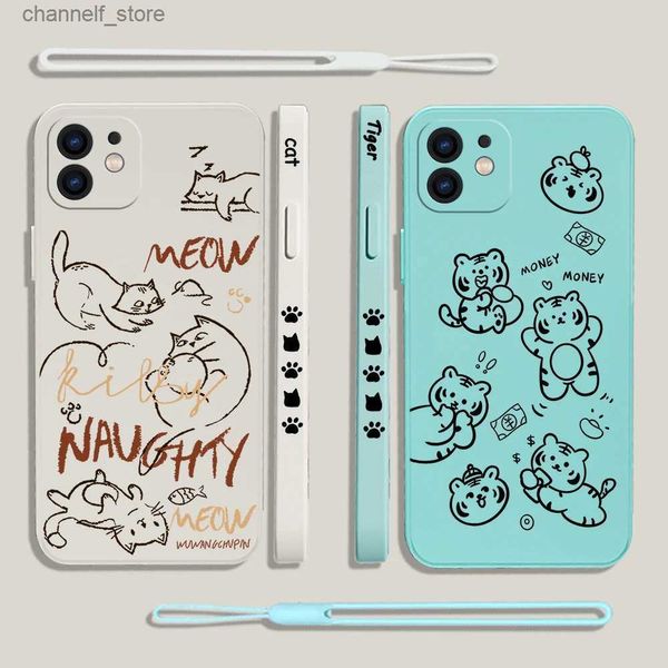 Fundas para teléfonos móviles Funda para teléfono con dibujos de animales, gatos, tigres y dinero para Samsung Galaxy S23 S22 S21 S20 Ultra Plus FE S9 S10E Note 20 ultra 9 Plus CoverY240325