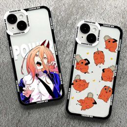 Étuis de téléphone portable Cartoon Anime Chainsaw Man Phone Case pour iPhone 15 14 13 11 12 Pro Max 7 8 Plus XS X XR Cover Couple Funda pour iPhone 11 Case L230823