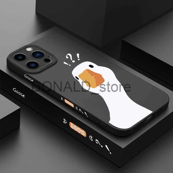 Cas de téléphone portable Dessin animé Doute Canard Sourire Treillis Pour iPhone 11 12 13 14 Pro Max XR XS X 7 8 Plus SE2020 Mini Housse En Silicone Souple Antichoc J230620