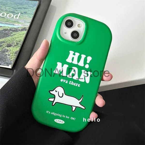 Étuis de téléphone portable Dessin animé drôle lettre vert étui de téléphone pour iphone 14 13 12 11 Pro Max savon ovale animal chien couverture en silicone souple brillant garçon coque J240118