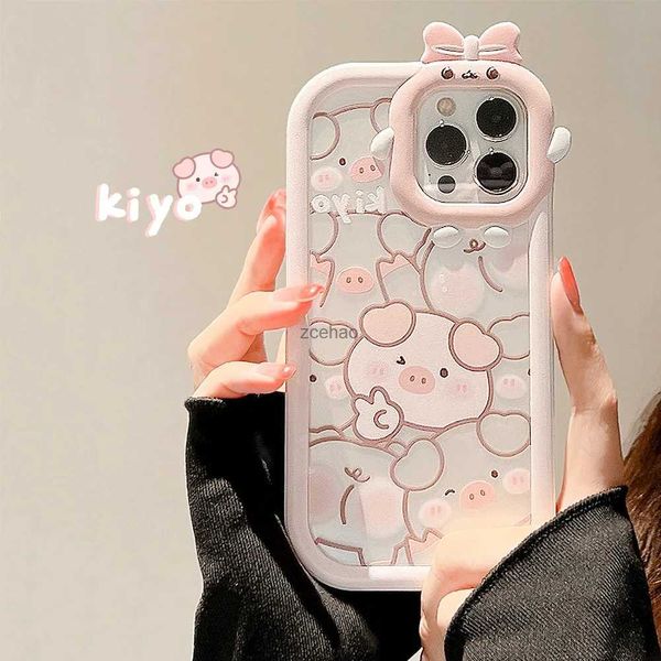 Cas de téléphone portable Cartoon Pig Duck Case pour iPhone 14 Pro Max Clear Cover Iphone 11 12 13 Pro Max X XR XS Max 7 8 14 6 6S Plus SE 2020 2022 CoverL240105