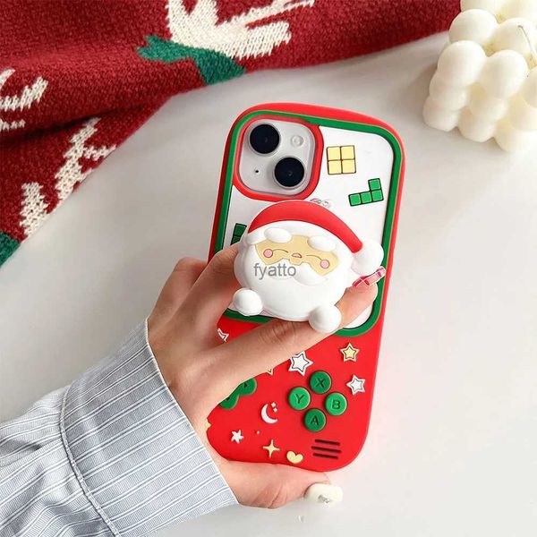 Cajas del teléfono celular Dibujos animados Santa Claus Navidad Ciervo Soporte Caso 3D para iPhone 15 13 12 14 Pro Max Divertida cubierta de silicona suave para iPhone 11 13 Pro H240326