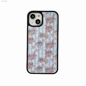 Caisses de téléphones portables rayures de dessins animés belles chatons Protection de cadre de cadre mignon pour iPhone 15 14 13 Pro max de la couverture de téléphone pour 12 11 Pro Max Capa D240424