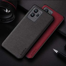 Mobiele telefoon hoesjes hoesje voor Realme GT 2 Pro GT2 coque bussines stijl eenvoudig ontwerp lichtgewicht textiel lederen telefoonhoes voor Realme GT2 CaseL240110