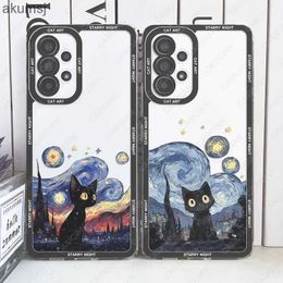 Fundas para teléfonos móviles Funda para Samsung Galaxy S20 Plus S21 FE S22 S23 S24 Ultra A53 A52 A54 A33 Van Gogh Noche estrellada Funda divertida para teléfono con diseño de gato lindo YQ240221