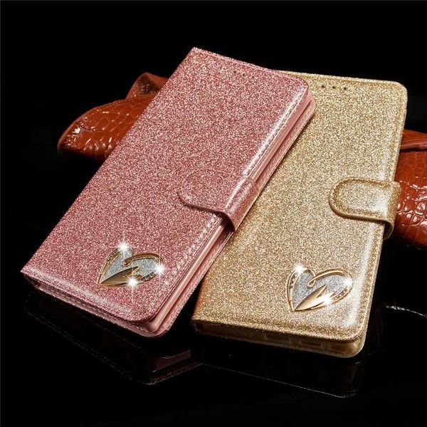 Estuche de casos de teléfonos celulares para Samsung Galaxy S24 S23 S22 S21 Ultra S20 Fe S10 S10e S9 Nota 10 más 5 g Case de cubierta de cuero Bling Bling D240424