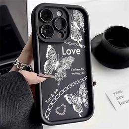 Cas de téléphones portables pour xiaomi 14 cas Poco F5 Case Butterfly Pattern Case pour Xiaomi 11 Lite 5G NE 13T 13 12T 12 12X POCO M6 X6 X5 Pro Cover J240418