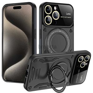 Cas de téléphone portable Cas pour iPhone 15 14 13 12 11 Mini Plus Max X XR XS 8 7 Magsafe Ring Stand Mutil Function Case Couverture de luxe 240304