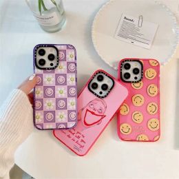 Étuis de téléphone portable CASETIFY luxe paillettes sourire clair brillant étui pour iphone 11 12 13 14 Pro Max mignon dessin animé Smiley coréen protection couverture