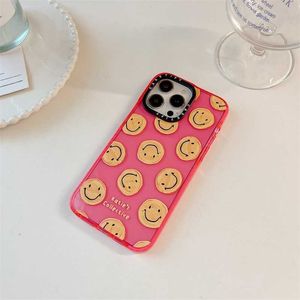 Casetify Luxe Glitter Smile Helder Glanzende Case Voor Iphone 11 12 13 14 Pro Max Leuke Cartoon Smiley Koreaanse bescherming Cover Coque CYG23111608-5 ZUDF NYU8