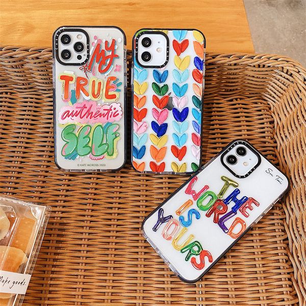 Estuches para teléfonos celulares CASETIFY Funda para teléfono a prueba de golpes para iPhone 14 13 12 11 Pro X XS Max 7 8 14 Plus Multicolor Love Heart Soft TPU Clear Back Case