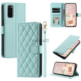 Étuis de téléphone portable Étui en cuir à carreaux pour Samsung Galaxy S20 FE S20 + Plus Ultra Flip Wallet Cover yq240330