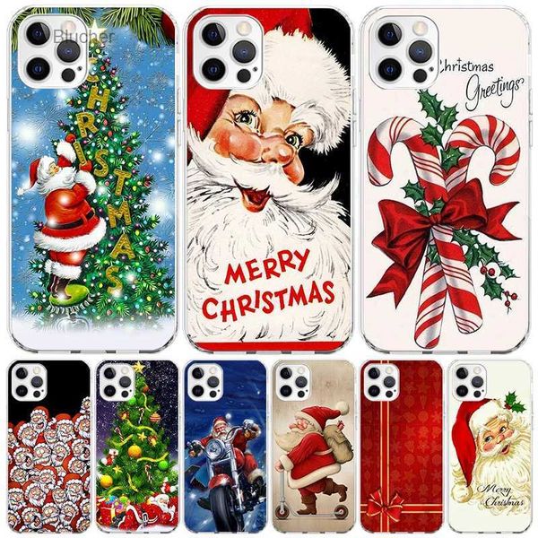 Étuis de téléphone portable Noël Santa Claus Present Cover Phone Case pour iPhone 11 14 Pro Max 15 13 12 Mini X 8 6S 7 Plus XS + XR 5S SE Call Mobile CoL2402