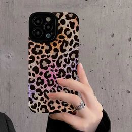 Custodie per cellulari Custodia colorata con stampa leopardata per iPhone 14 13 12 11 Pro Max X Xs XR Max 7 8 Plus 14Plus Ins Style Cover posteriore in silicone morbido L230731