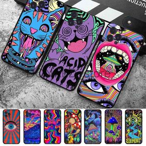 Études de téléphone portable coloré coloré psychédélique Trippy Art Téléphone pour iPhone 8 7 6s plus x SE 2020 XR XS 14 11 12 13 MINI MOX MOBILLE CASE J230719