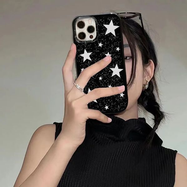 Étuis de téléphone portable Cool Stars Gloss Black Étui élégant pour iPhone 15 14 13 Pro Max 11 12 Mini XR X 7 8 Plus SE Y2K Couverture souple antichoc 231010