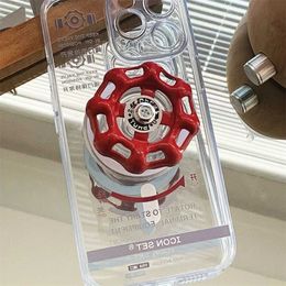 Mobiele telefoons Creative 3D Waterklep Magnetic Holder Acryl Clear voor MagSafe Case voor iPhone 14 15 Plus 11 Pro Grip Tok Detachable Bracket J240418