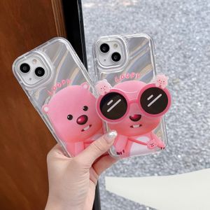 Cas de téléphone portable Creative Cute Loopy Case pour iPhone14ProMax 12 11 13 15Pro Max XR XS Lunettes Airbag Stand Transparent Soft 231021