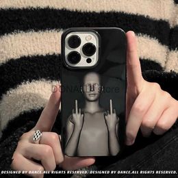 Étuis de téléphone portable Creative Funny Cyberpunk Gloss Black Phone Case pour iPhone 11 13 14 15 Pro Max 12 Mini 7 8 Plus XS XR Cool Housse de sac antichoc J231206