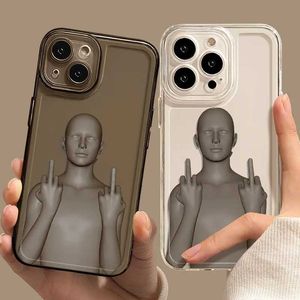 Cas de téléphones portables Créative Creative Cyberpunk Transparent Téléphone Transparent pour iPhone 11 13 14 15 Pro Max 12 Mini 7 8 Plus XS COVER COOL SAG SOCH SOCHOP J240509