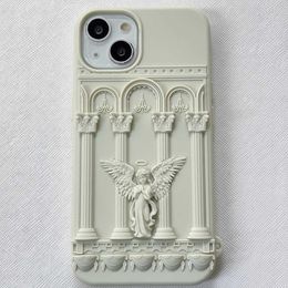 Cas de téléphones portables Statue de plâtre créatif Priant Angel Silicon Phone Case pour iPhone 15 14 13 Pro Max Back Phone Cover pour 12 11 Pro Max Capa J240426