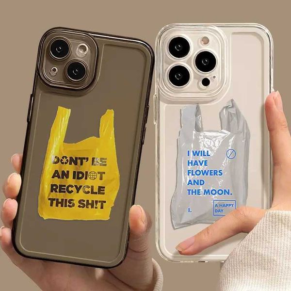 Cas de téléphone portable Sac en plastique créatif Étui de téléphone transparent pour iPhone 11 14 15 Pro Max 12 13 Mini 7 8 Plus XS MAX XR COVER COOD DE CAS DOCHIER J240509