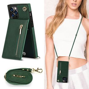 Estuches para teléfonos móviles Cremallera cruzada Moda PU Tarjeta de inserción de cuero Estuche para teléfono móvil para IPhone14 PRO Apple13 12 11 max XR Funda protectora Estilo monedero Antideslizante