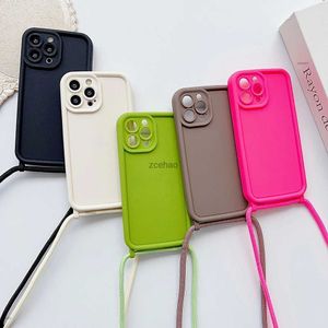 Cajas de teléfonos celulares Correa de collar cruzado Correa de cordón ajustable Funda de teléfono de silicona para iPhone 15 14 13 12 11 Pro X XR XS Max 7 8 Plus SE Soft CoverL240105