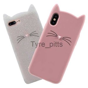 Cas de téléphone portable Mignon 3D Cartoon Silicone Cas Pour iPhone 8 Plus Glitter Barbe Chat Belle Oreilles Couverture De Téléphone Pour iPhone 7 6 6S 5 5S SE X XS Max XR x0731