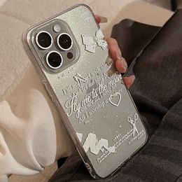 Étuis de téléphone portable mignon 3D Perle blanche en dentelle à cravate paillette Case de téléphone pour téléphone 15 14 13 12 Pro max brillant en silicone sans choc.